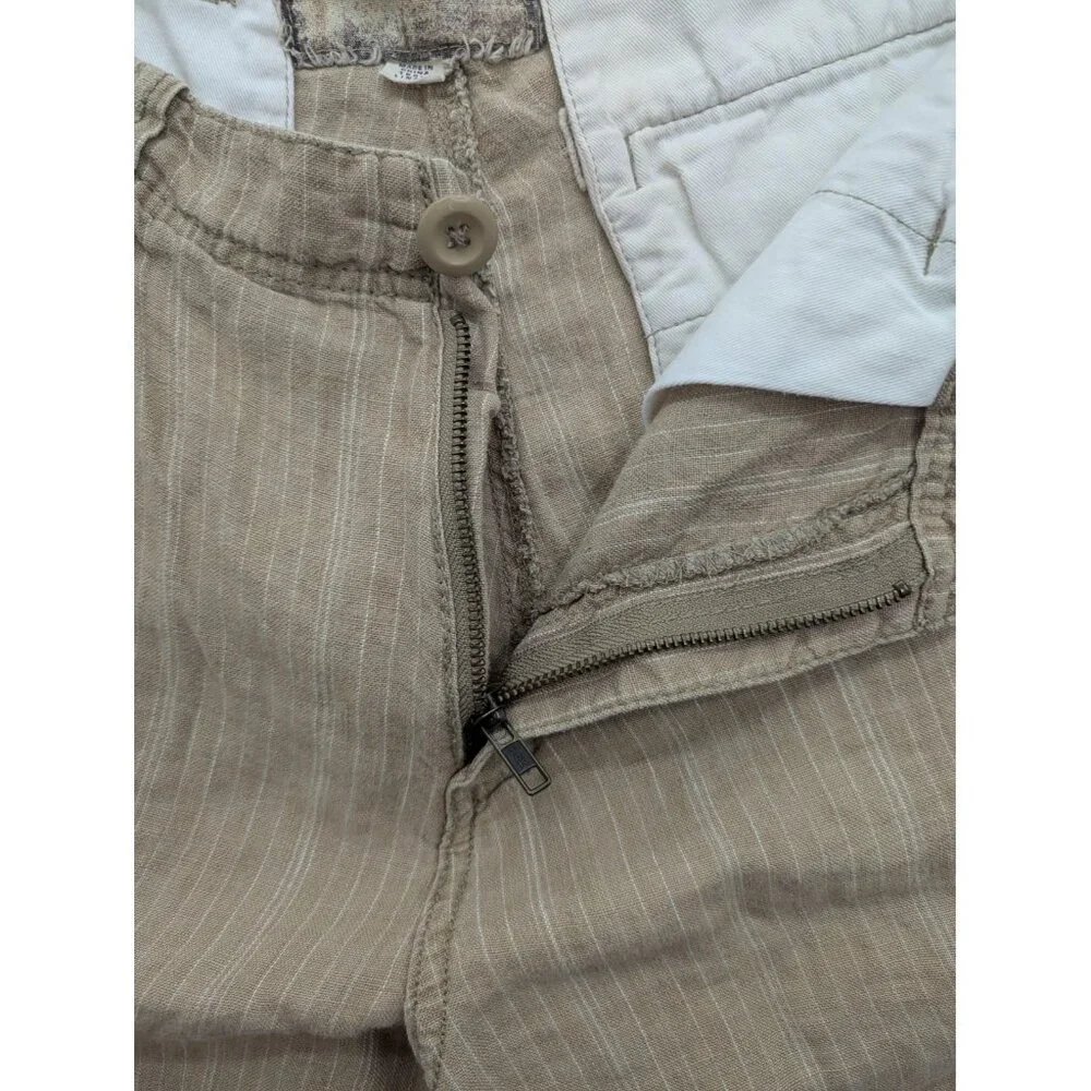 BKE Shorts Mens 32 Timber Cream Linen Loveland Flat Front 26488AM Casual Summer